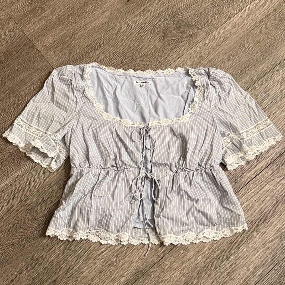 LIKE NEW REFORMATION Margot Top, Bueno Stripe, size M - Picture 6 of 10
